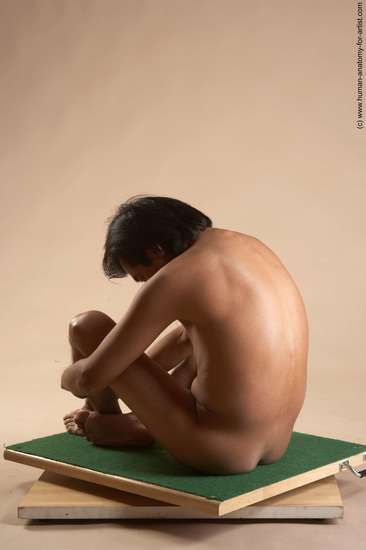 Nude Man Another Sitting poses - simple Slim Short Black Sitting poses - ALL Realistic