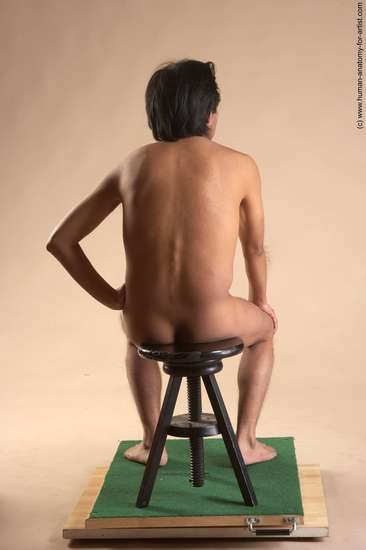 Nude Man Another Sitting poses - simple Slim Short Black Sitting poses - ALL Realistic