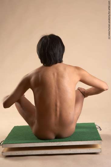 Nude Man Another Sitting poses - simple Slim Short Black Sitting poses - ALL Realistic