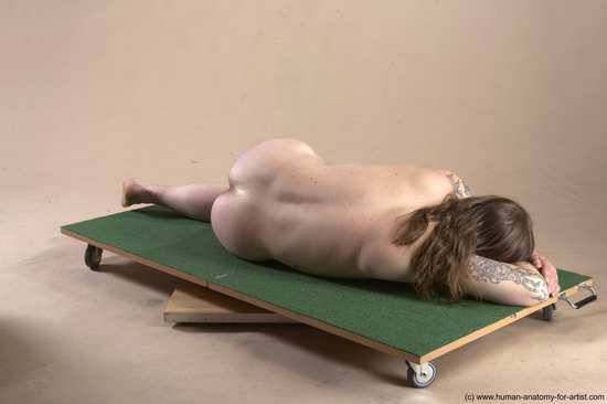 Nude Man White Laying poses - ALL Average Long Brown Laying poses - on side Realistic