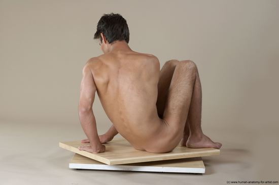 Nude Man White Sitting poses - simple Slim Short Black Sitting poses - ALL Realistic