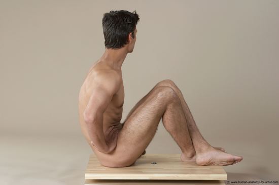 Nude Man White Sitting poses - simple Slim Short Black Sitting poses - ALL Realistic