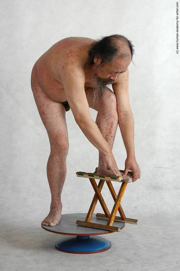 and more Nude Man Asian Standing poses - ALL Chubby Bald Standing poses - knee-bend Black Realistic