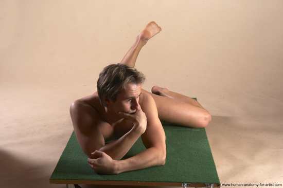 Nude Man White Sitting poses - simple Athletic Short Brown Sitting poses - ALL Realistic