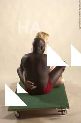 Underwear Woman - Man Black Sitting poses - simple Average Bald Sitting poses - ALL Academic