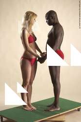 Underwear Woman - Man Black Standing poses - ALL Average Bald Standing poses - simple Academic