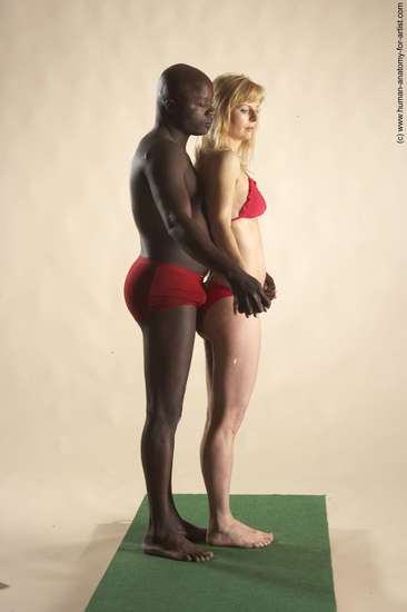 Underwear Woman - Man Black Standing poses - ALL Average Bald Standing poses - simple Academic