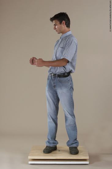 Casual Man White Moving poses Slim Short Black Academic