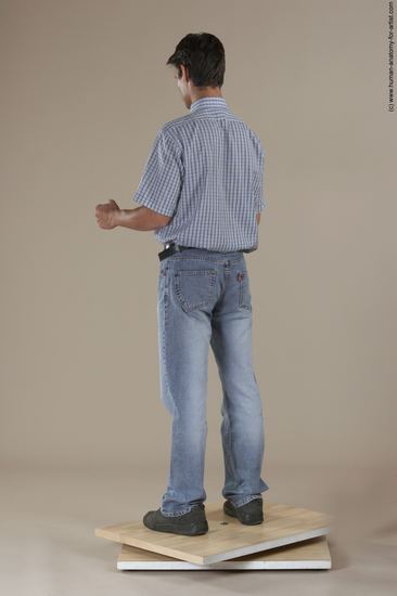 Casual Man White Moving poses Slim Short Black Academic