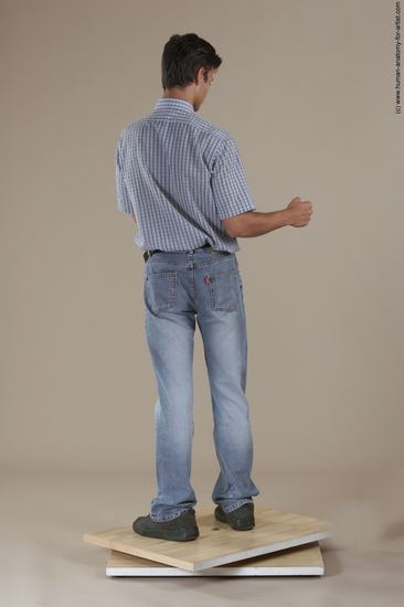 Casual Man White Moving poses Slim Short Black Academic