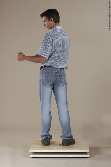 Casual Man White Moving poses Slim Short Black Academic