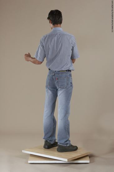 Casual Man White Moving poses Slim Short Black Academic