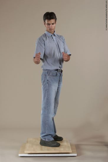 Casual Man White Moving poses Slim Short Black Academic