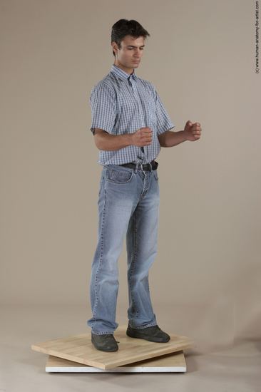 Casual Man White Moving poses Slim Short Black Academic