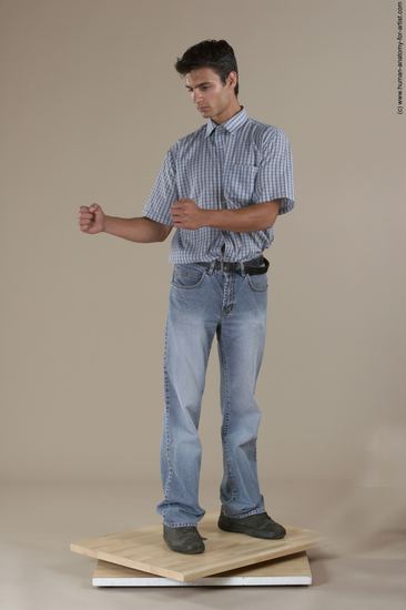 Casual Man White Moving poses Slim Short Black Academic