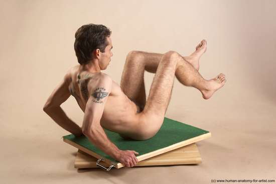 Nude Man White Sitting poses - simple Underweight Short Brown Sitting poses - ALL Realistic