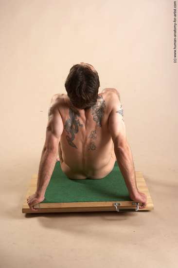 Nude Man White Sitting poses - simple Underweight Short Brown Sitting poses - ALL Realistic