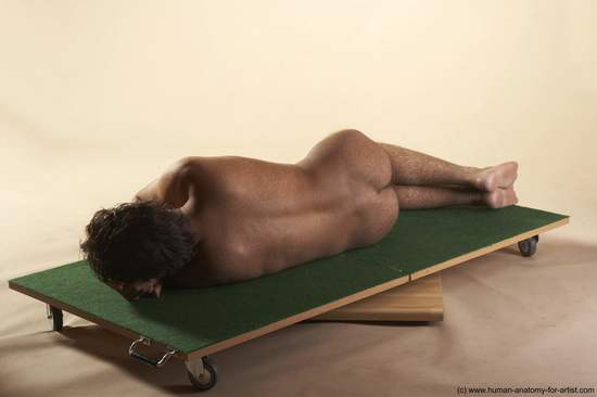 Nude Man White Laying poses - ALL Average Short Brown Laying poses - on side Realistic