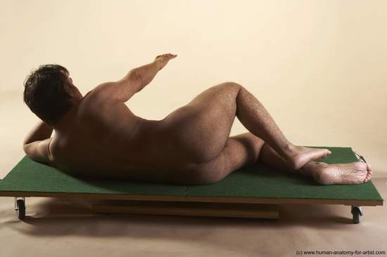 Nude Man White Laying poses - ALL Average Short Brown Laying poses - on side Realistic