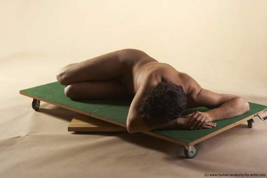 Nude Man White Laying poses - ALL Average Short Brown Laying poses - on side Realistic