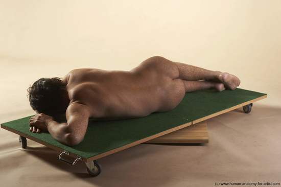 Nude Man White Laying poses - ALL Average Short Brown Laying poses - on side Realistic