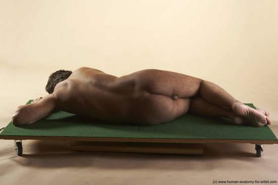 Nude Man White Laying poses - ALL Average Short Brown Laying poses - on side Realistic