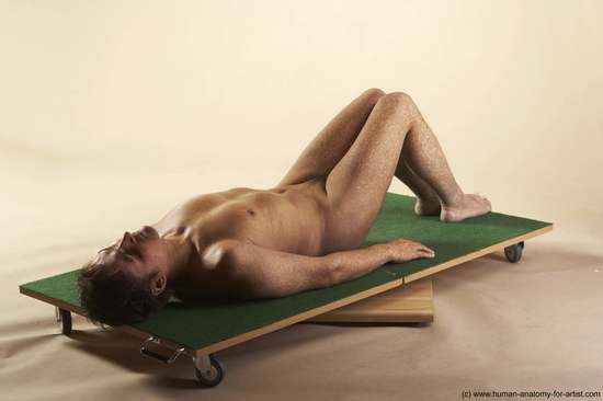 Nude Man White Kneeling poses - ALL Average Short Brown Kneeling poses - on both knees Realistic