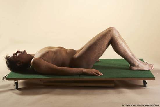 Nude Man White Kneeling poses - ALL Average Short Brown Kneeling poses - on both knees Realistic