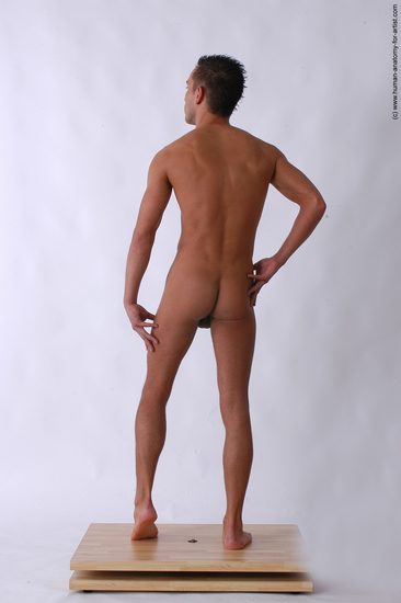 Nude Man White Standing poses - ALL Slim Short Brown Standing poses - simple Realistic