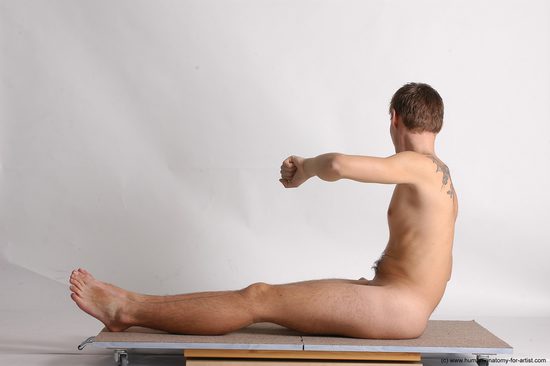 Nude Man White Sitting poses - simple Slim Short Brown Sitting poses - ALL Realistic