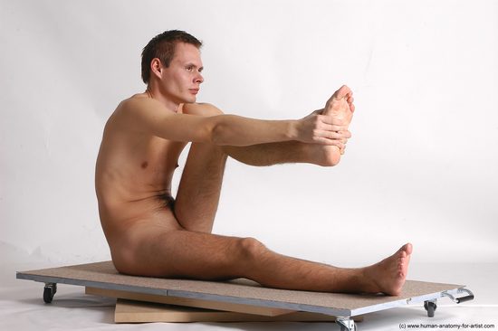 Nude Man White Sitting poses - simple Slim Short Brown Sitting poses - ALL Realistic