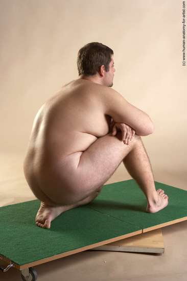 Nude Man White Kneeling poses - ALL Slim Short Brown Kneeling poses - on both knees Realistic