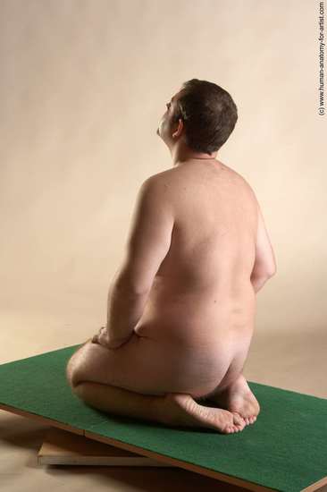 Nude Man White Kneeling poses - ALL Slim Short Brown Kneeling poses - on both knees Realistic