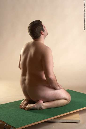 Nude Man White Kneeling poses - ALL Slim Short Brown Kneeling poses - on both knees Realistic