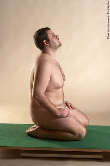 Nude Man White Kneeling poses - ALL Slim Short Brown Kneeling poses - on both knees Realistic