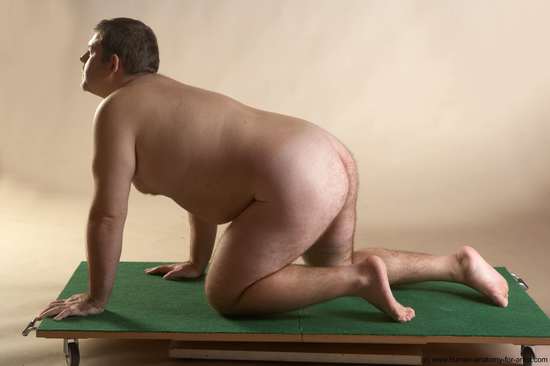 Nude Man White Kneeling poses - ALL Slim Short Brown Kneeling poses - on both knees Realistic