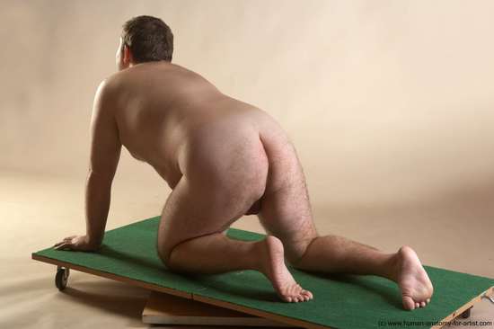 Nude Man White Kneeling poses - ALL Slim Short Brown Kneeling poses - on both knees Realistic