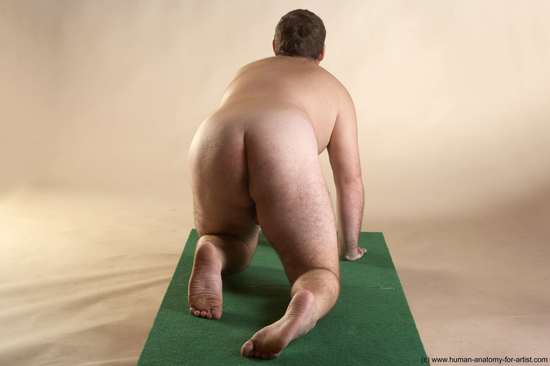 Nude Man White Kneeling poses - ALL Slim Short Brown Kneeling poses - on both knees Realistic