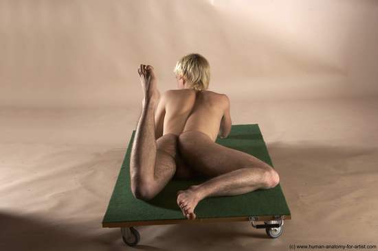 Nude Man White Laying poses - ALL Slim Short Blond Laying poses - on stomach Realistic