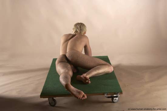 Nude Man White Laying poses - ALL Slim Short Blond Laying poses - on stomach Realistic