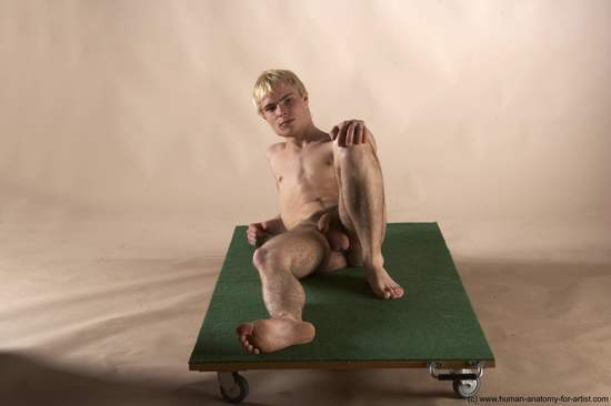 Nude Man White Laying poses - ALL Slim Short Blond Realistic