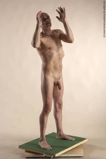 Nude Man White Standing poses - ALL Slim Bald Standing poses - simple Realistic