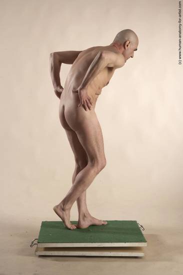 Nude Man White Standing poses - ALL Slim Bald Standing poses - simple Realistic