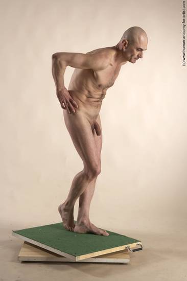 Nude Man White Standing poses - ALL Slim Bald Standing poses - simple Realistic