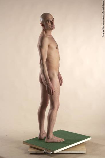 Nude Man White Standing poses - ALL Slim Bald Standing poses - simple Realistic