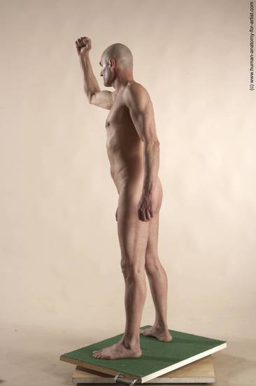 Nude Man White Standing poses - ALL Slim Bald Standing poses - simple Realistic