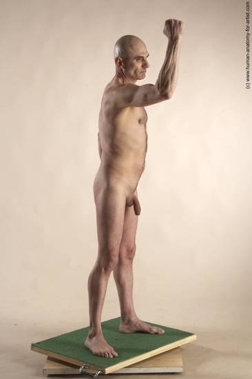 Nude Man White Standing poses - ALL Slim Bald Standing poses - simple Realistic