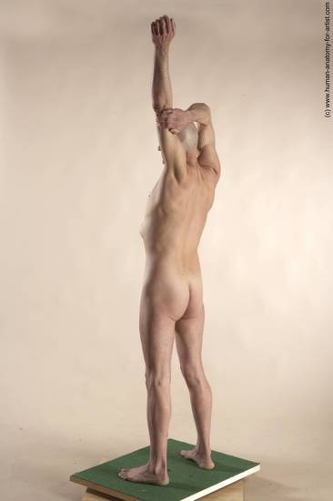 Nude Man White Standing poses - ALL Slim Bald Standing poses - simple Realistic