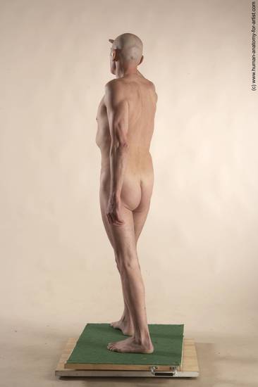 Nude Man White Standing poses - ALL Slim Bald Standing poses - simple Realistic