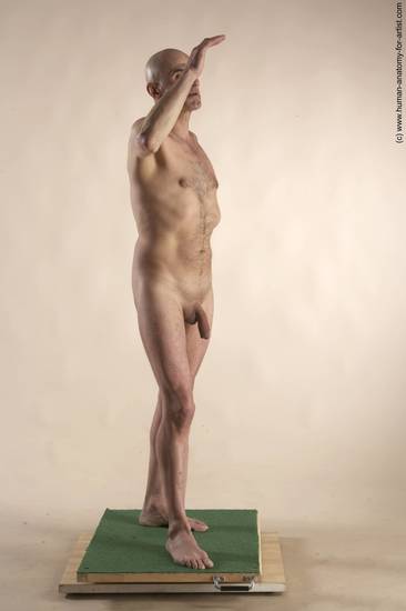 Nude Man White Standing poses - ALL Slim Bald Standing poses - simple Realistic